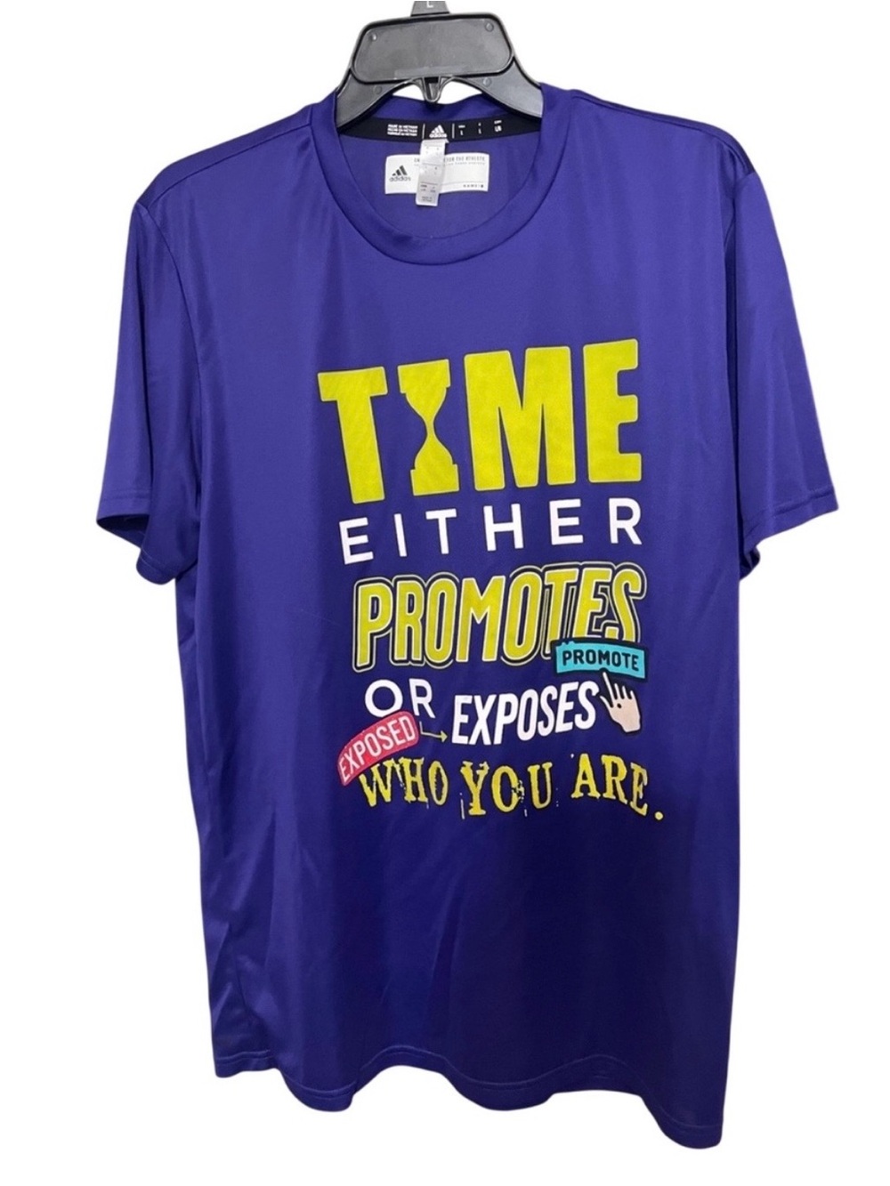 Adidas Mens L Graphic Motivational Gym T Shirts Lot Of 2 Purple Neon Pink - Picture 12 of 13